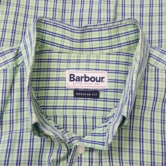 Barbour men classic button up shirt long sleeve logo regular fit size L - Picture 6 of 8